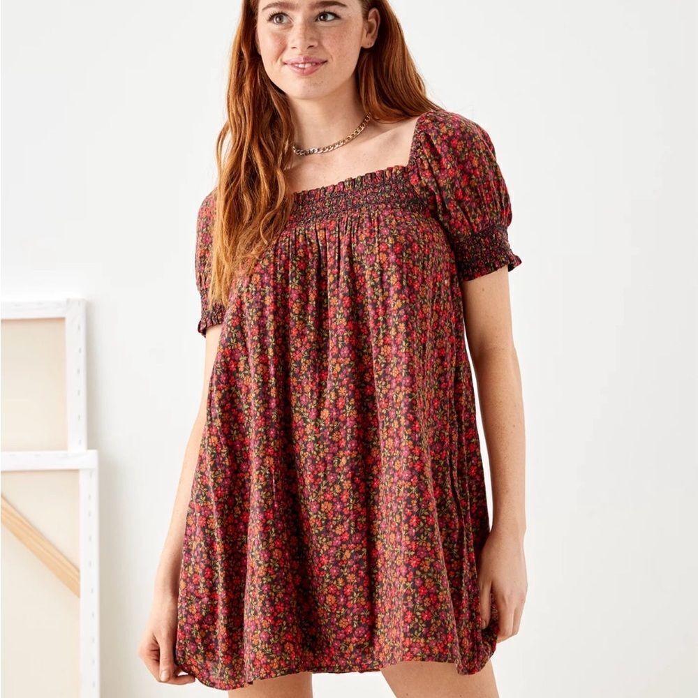 American Eagle Outfitters Floral Mini Dress - Red and Green